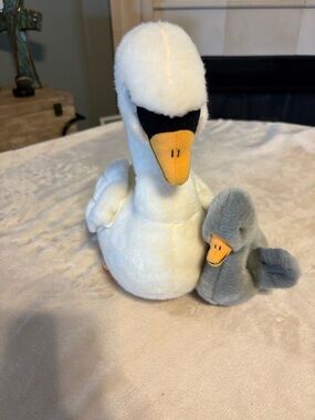 Circo Plush Swan Duo in White, Gray, and Orange